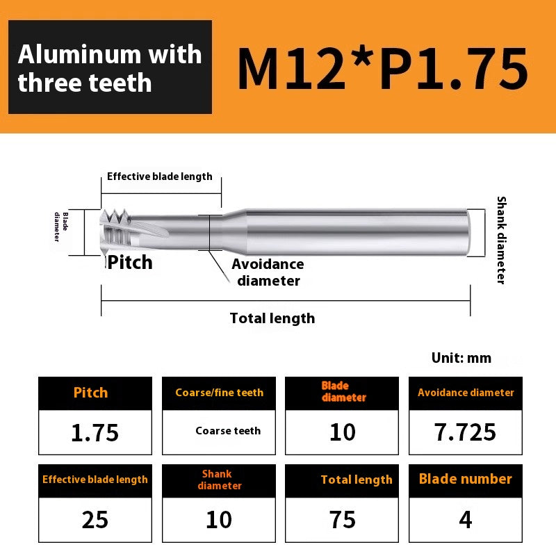 2135-65° aluminum with colorful thread milling cutter lengthened single tooth three-tooth full thread machining center tungsten carbide milling cutter M3M4M5 Shandong Denso Pricision Tools Co.,Ltd.
